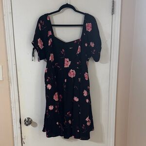 Torrid Black Dress with Pink Floral Design Size 1 NWT